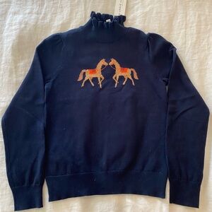 Janie & Jack Girls Blue Horse Sweater - size 8